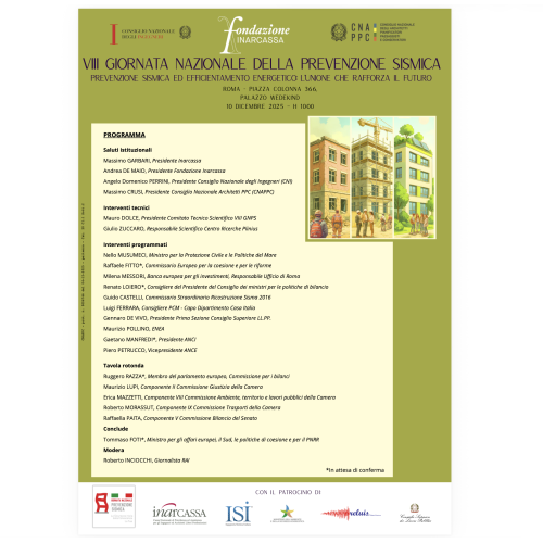 VIII Edizione della Giornata Nazionale della Prevenzione Sismica - 10 dicembre - modalità webinar