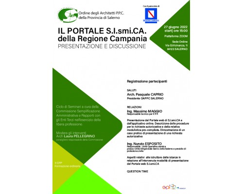 IL PORTALE S.I.smi.CA. della Regione Campania PRESENTAZIONE E DISCUSSIONE