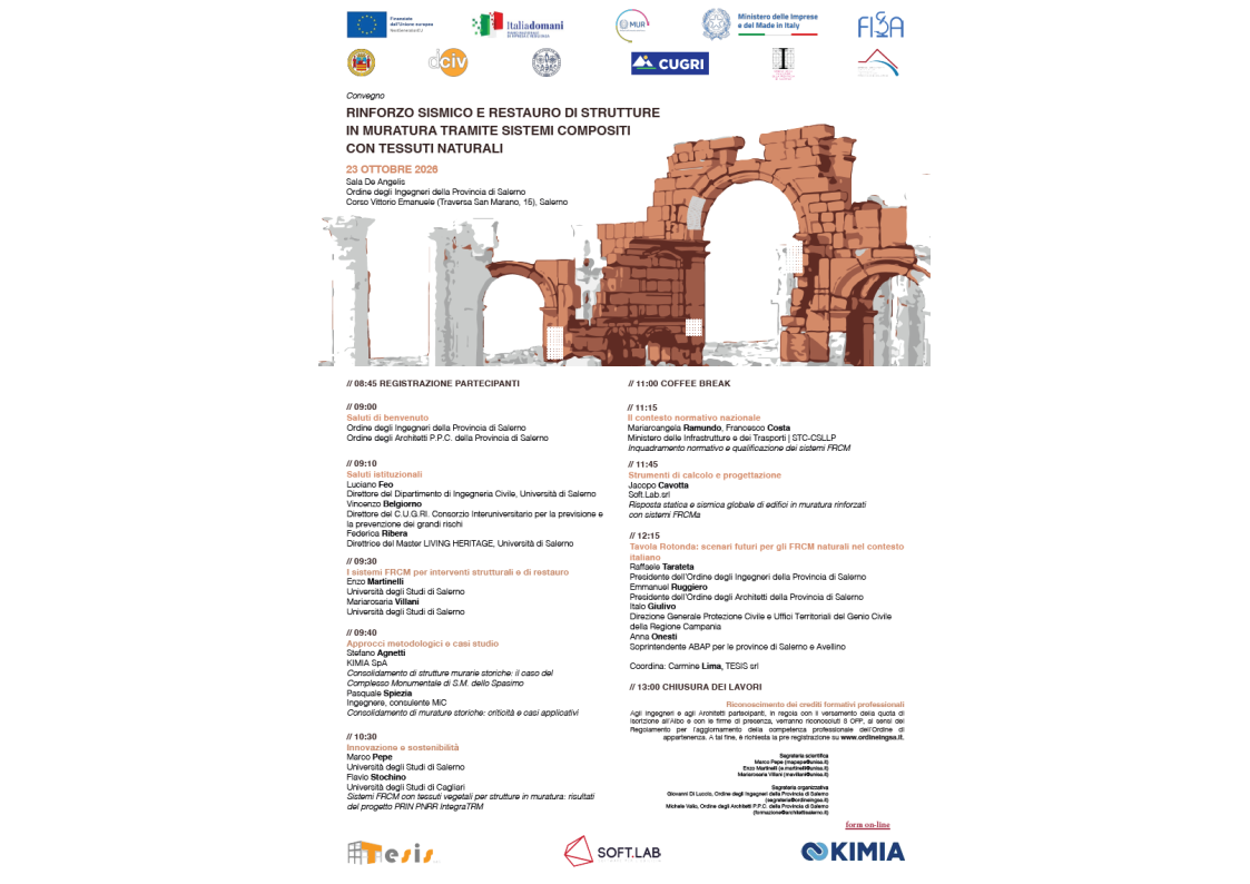 RINFORZO SISMICO E RESTAURO DI STRUTTURE IN MURATURA TRAMITE SISTEMI COMPOSITI CON TESSUTI NATURALI