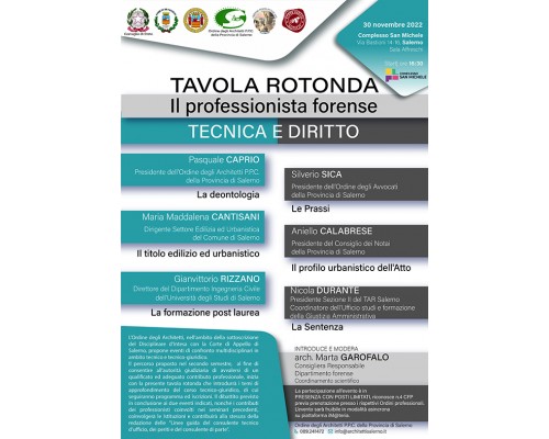 Tavola Rotonda- Il professionista Forense. Tecnica e Diritto