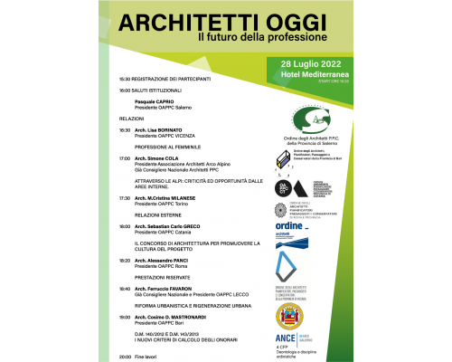 ARCHITETTI OGGI. Il FUTURO DELLA PROFESSIONE Prima giornata