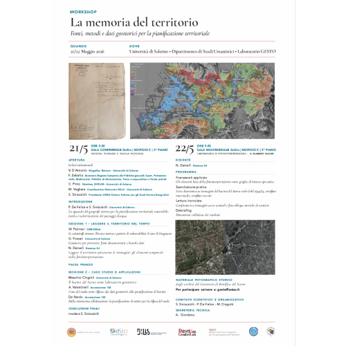 Workshop  “La memoria del territorio. Fonti, metodi e dati geostorici per la pianificazione territoriale" 