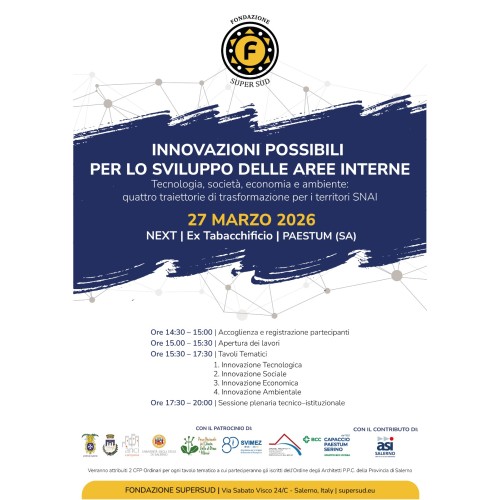 Tavoli “Innovazioni possibili per lo sviluppo delle Aree Interne” (27/03/2026)- 2 CFP per ogni tavolo