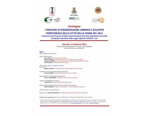 I PROCESSI DI RIGENERAZIONE URBANA E SVILUPPO TERRITORIALE NELLE CITTÀ DELLA PIANA DEL SELE